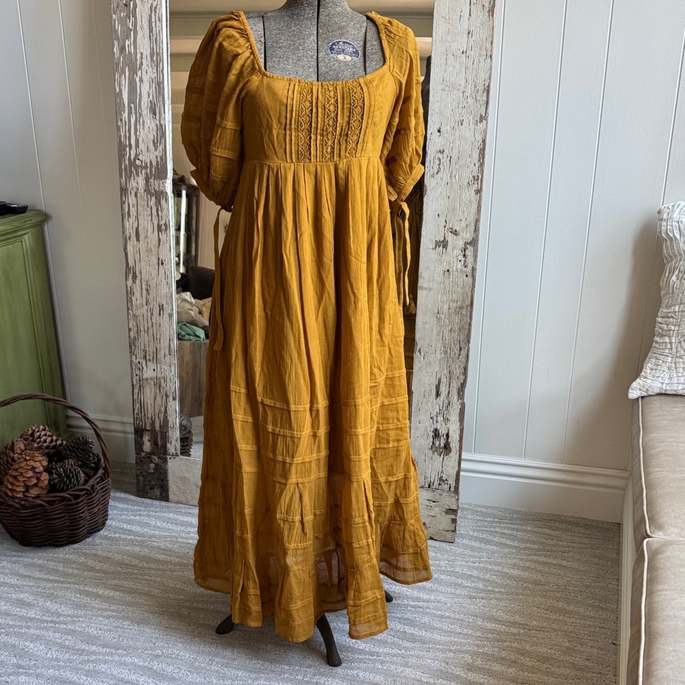 Free People Mustard Long Sleeve Dress